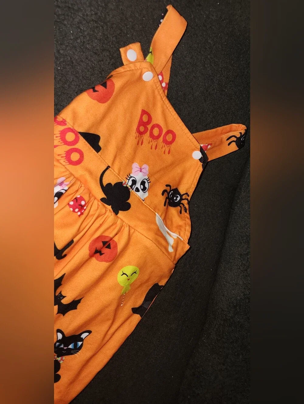 Halloween Romper Orange Baby 3/6 months Pre-owned skull bat spider